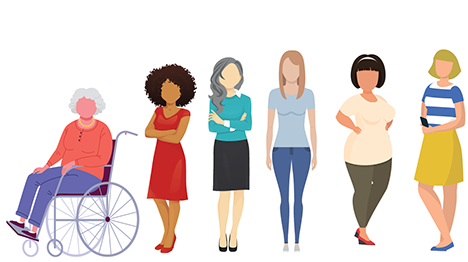 This photo is a graphic of older women of all shapes, sizes, and ethnicities provided by CDC. This photo is to aid in our aim of enrolling all women.