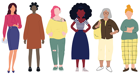 This photo is a graphic of older women of all shapes, sizes, and ethnicities provided by CDC. This photo is to aid in our aim of enrolling all women.